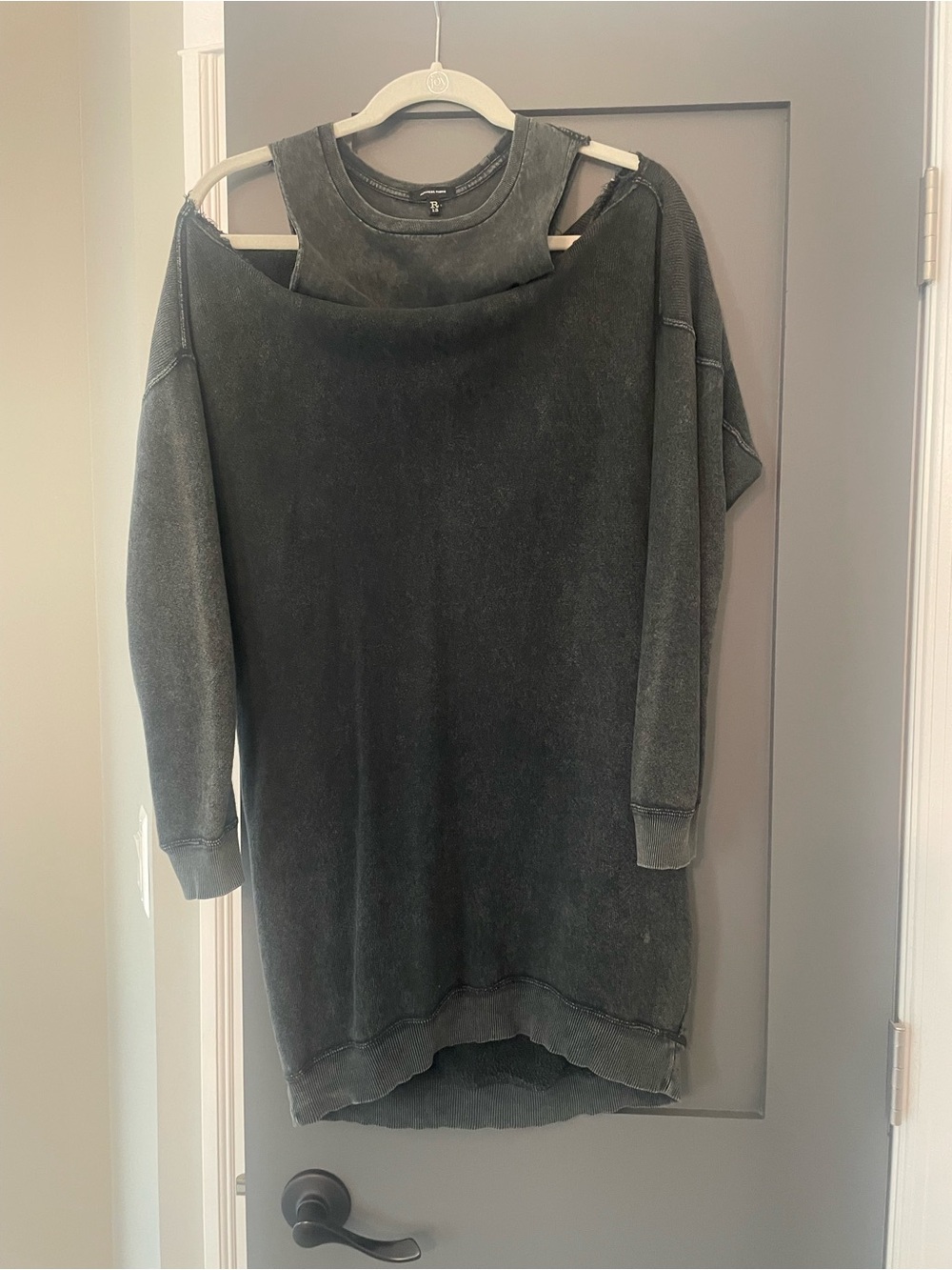 R13 Washed Black Off-Shoulder Mini Dress